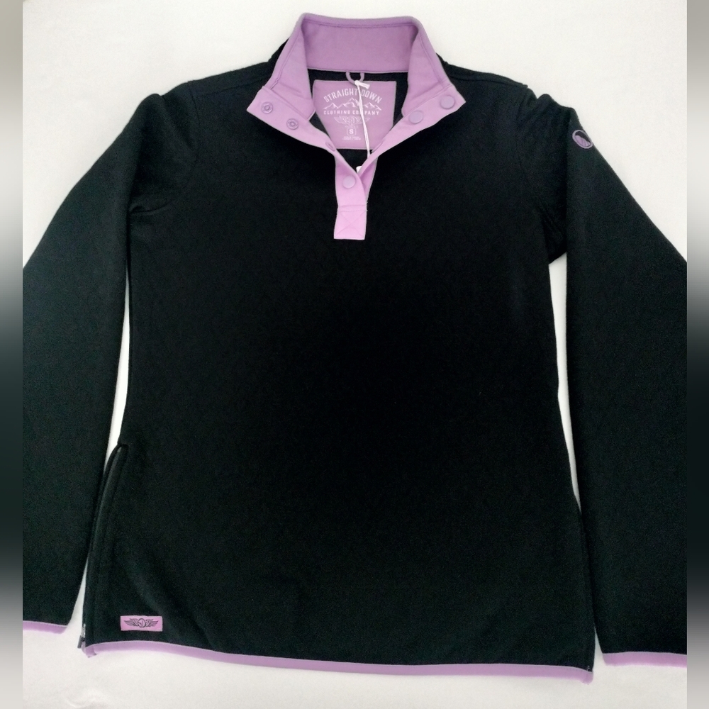 Straight Down Mock Neck Quilted Pullover With Snap Closure Size Small